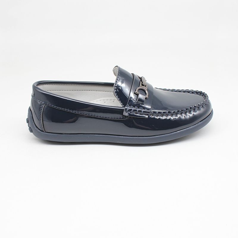 Children Boys Moccasins Buckle Penny Loafers-Navy