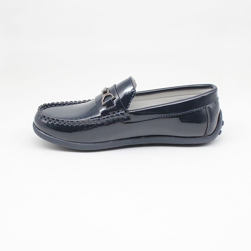 Children Boys Moccasins Buckle Penny Loafers-Navy