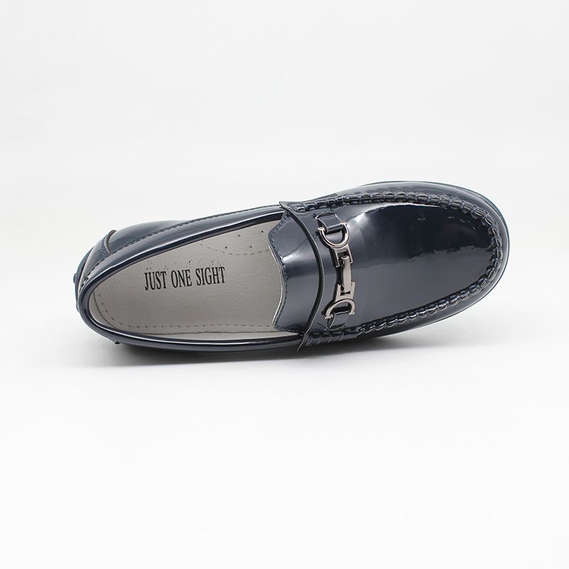 Children Boys Moccasins Buckle Penny Loafers-Navy