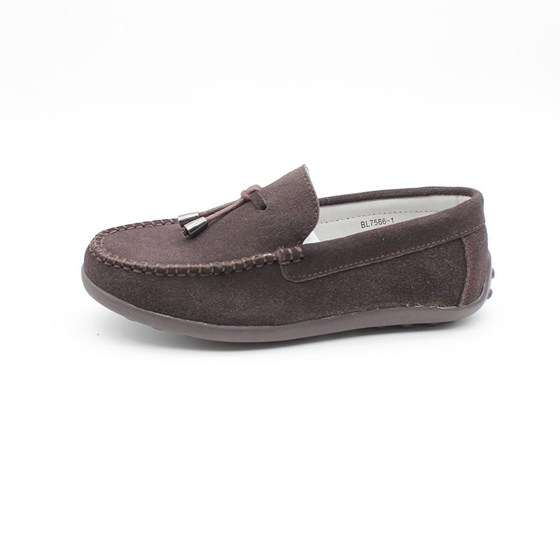 Kids Boys Suede Loafers Shoes-Brown