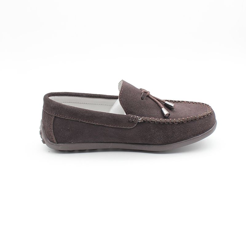 Kids Boys Suede Loafers Shoes-Brown
