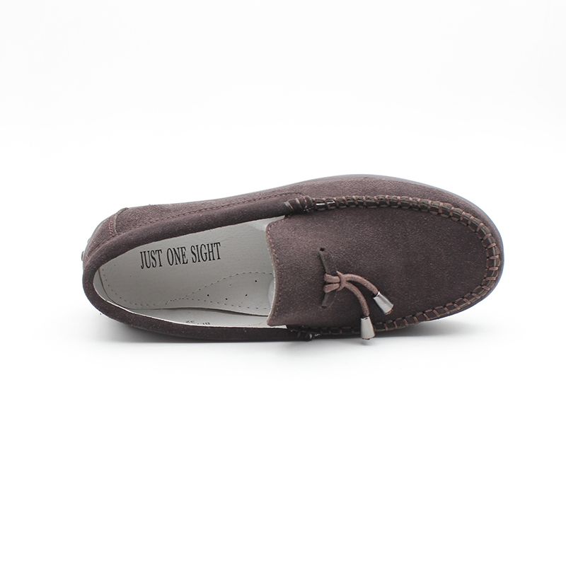 Kids Boys Suede Loafers Shoes-Brown