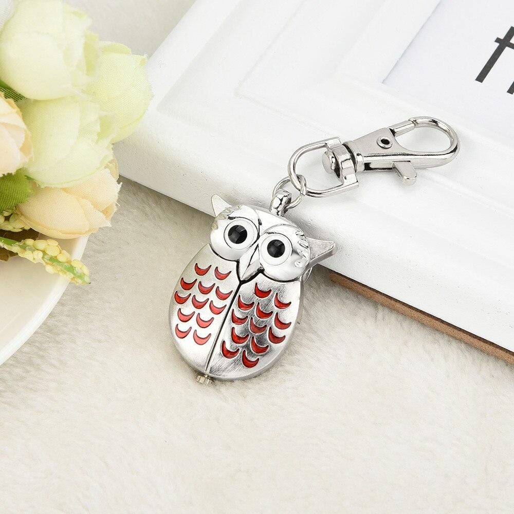 Watches For Young Woman Blue Purple Fashion Gorgeous Owl Women Watch Mini Round Digital Dial Ladies Watches Clip Pocket Keychain