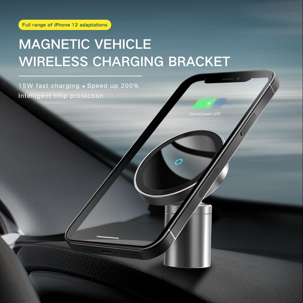 15W Magnetic Car Phone Holder Wireless Charger For IPhone 13 12 11 Pro Max Fast Charge Dashboard/Air Vent GPS Mobile Phone Mount