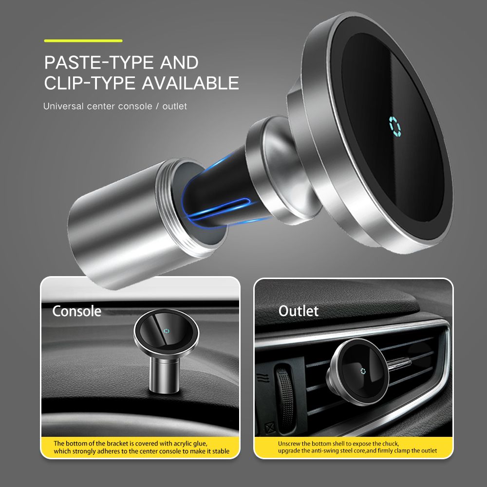 15W Magnetic Car Phone Holder Wireless Charger For IPhone 13 12 11 Pro Max Fast Charge Dashboard/Air Vent GPS Mobile Phone Mount