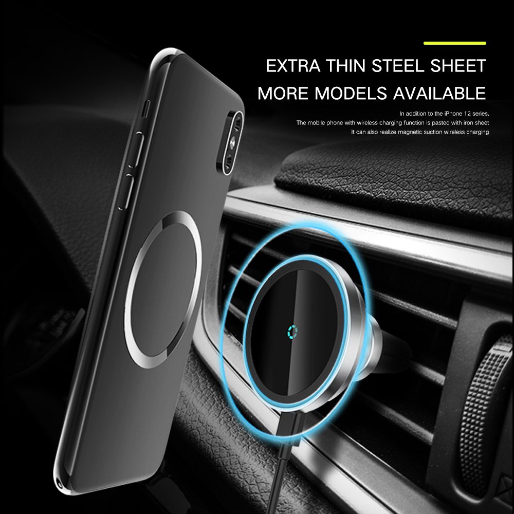 15W Magnetic Car Phone Holder Wireless Charger For IPhone 13 12 11 Pro Max Fast Charge Dashboard/Air Vent GPS Mobile Phone Mount