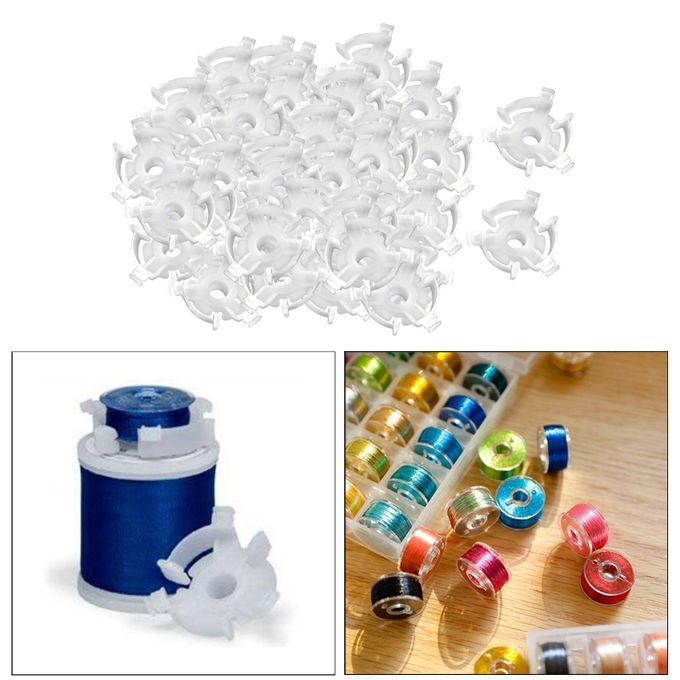 50pcs White Sewing Thread Holder Bobbin Clip Small Clamp Tool For