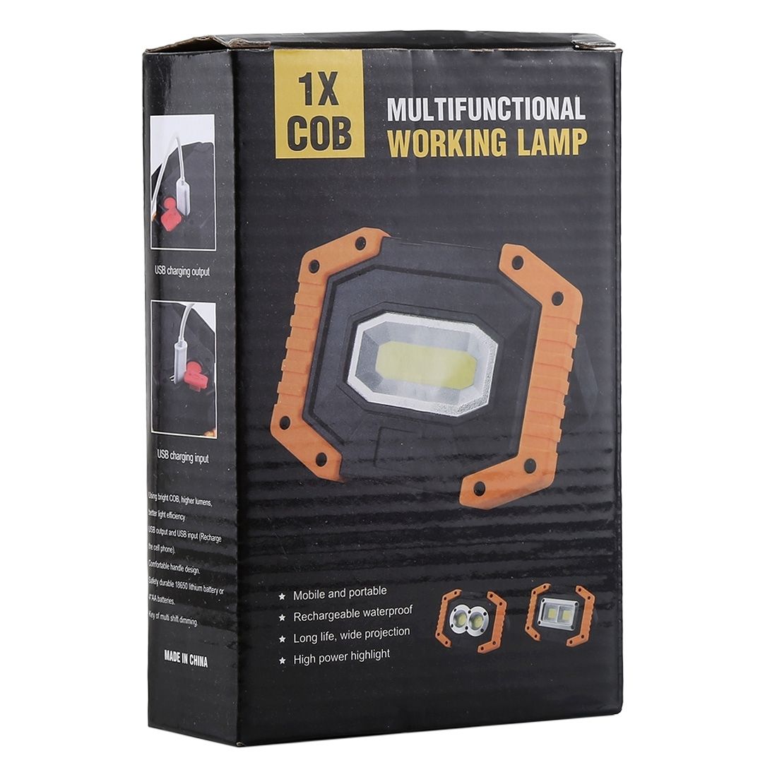 30W White Light 2 X Round COB LED Working Light, 2 X 18650 Or 4 X AA Batteries Powered Outdoor Emergency Lamp Spotlight With Holder