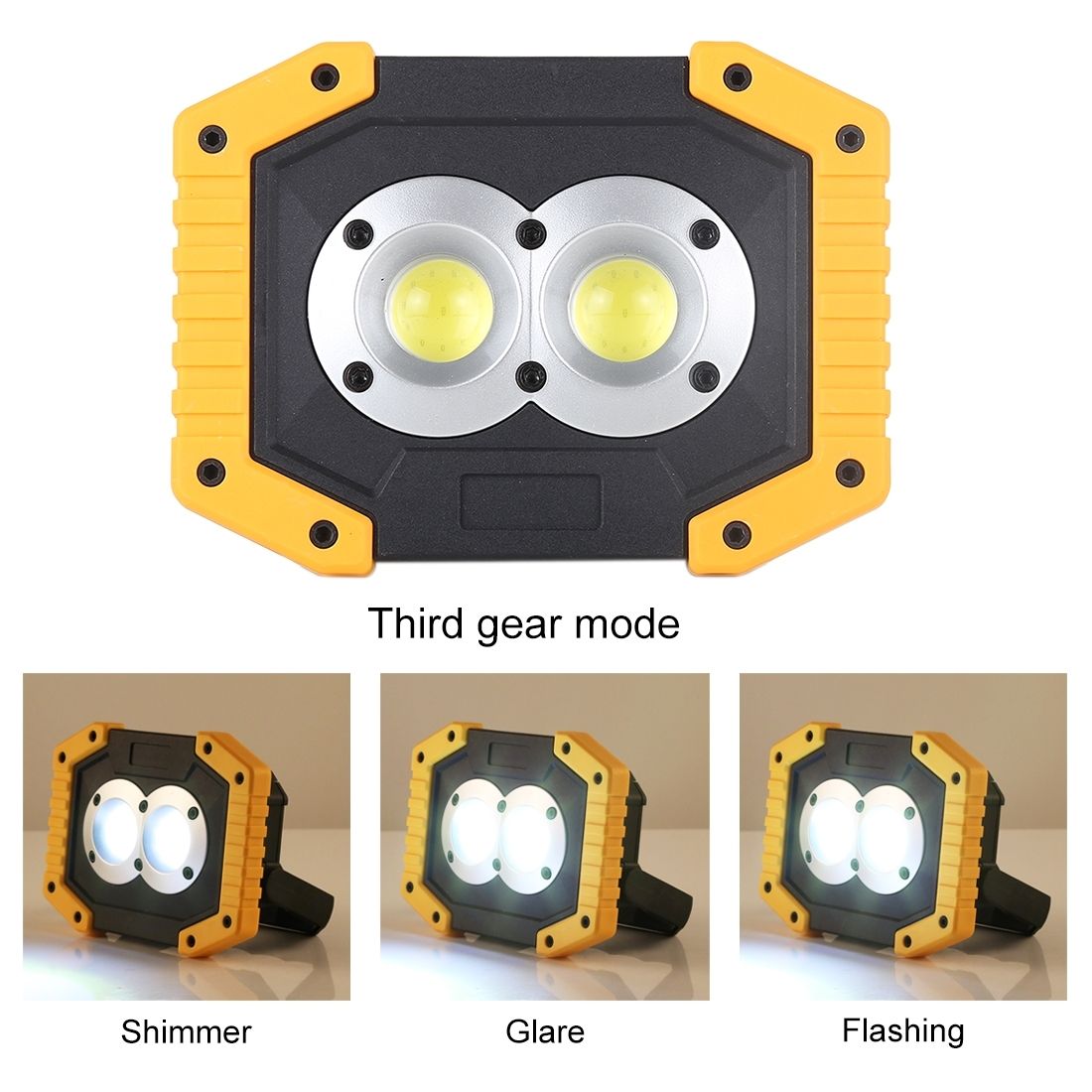 30W White Light 2 X Round COB LED Working Light, 2 X 18650 Or 4 X AA Batteries Powered Outdoor Emergency Lamp Spotlight With Holder