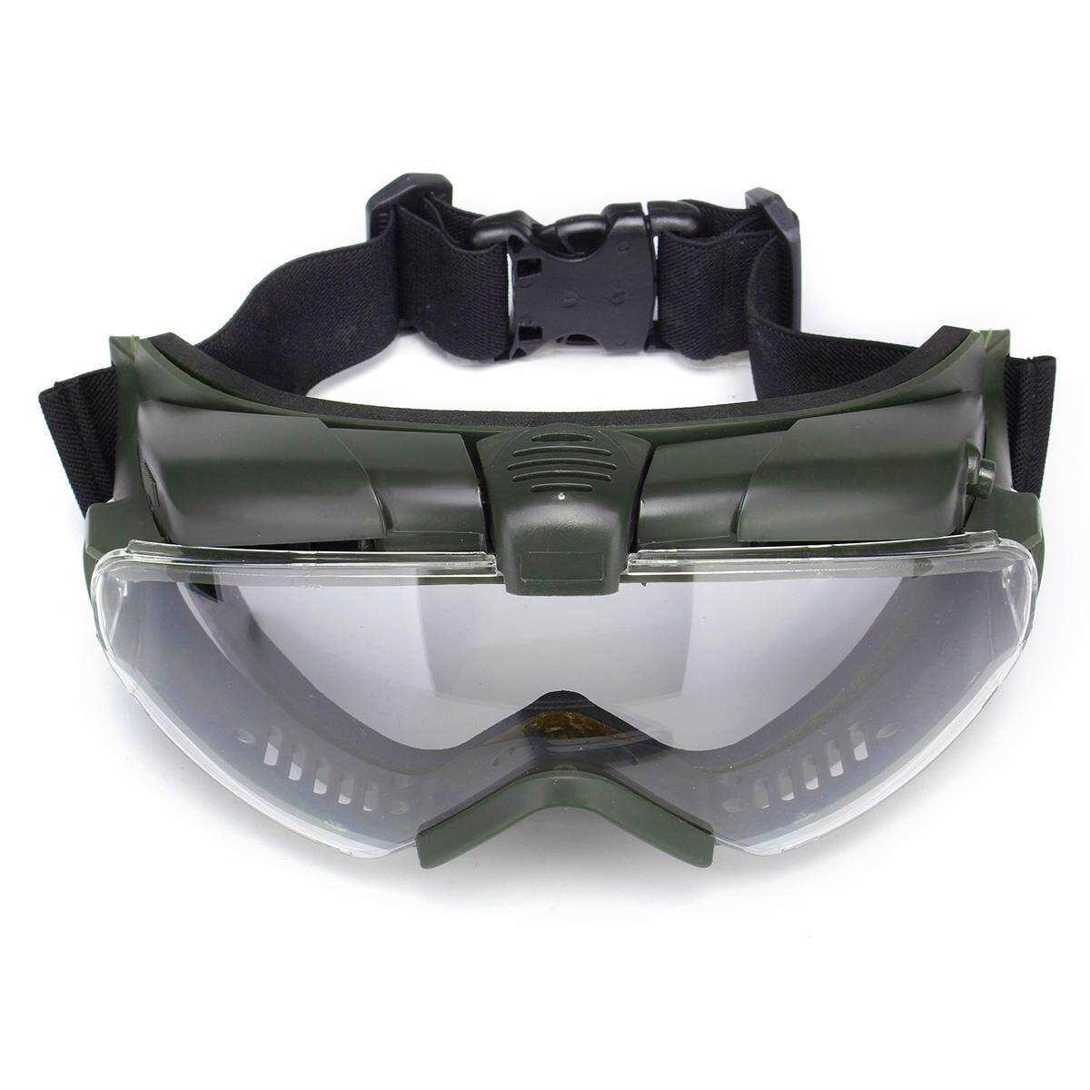 Airsoft Protective Glasses Fan Anti-fog Dust Design + Cloth Box Military Green