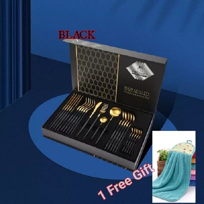 24pcs Dinnerware Stainless Steel Tableware Set + Free Gift