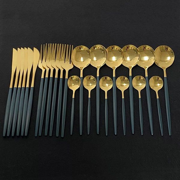 24pcs Dinnerware Stainless Steel Tableware Set + Free Gift