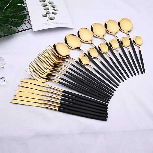 24pcs Dinnerware Stainless Steel Tableware Set + Free Gift