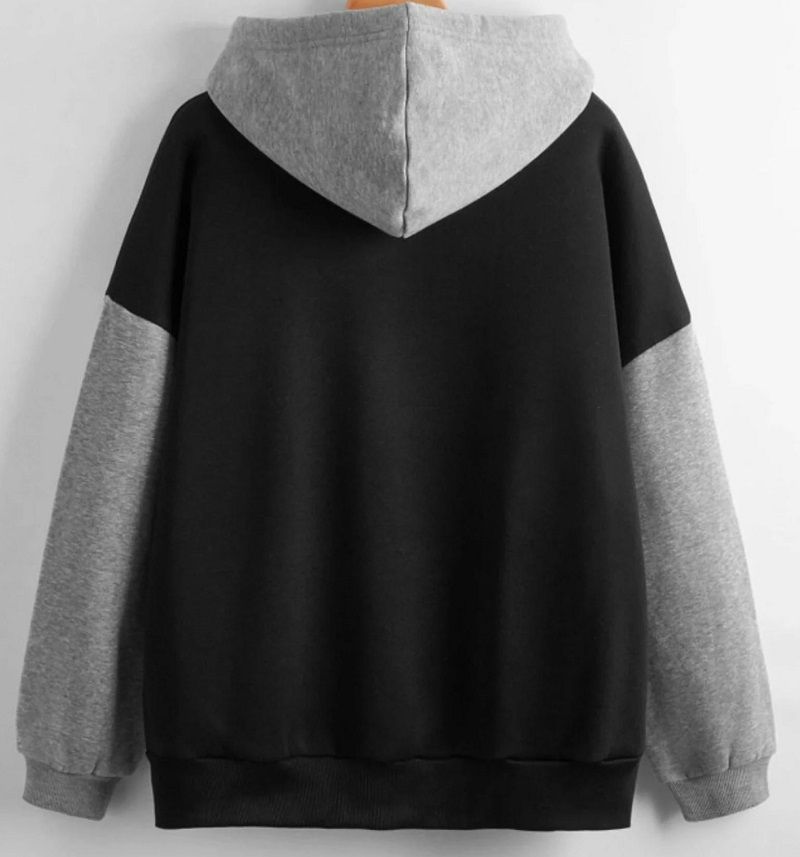 Classic Black & Ash Contrast Colour Hoodie