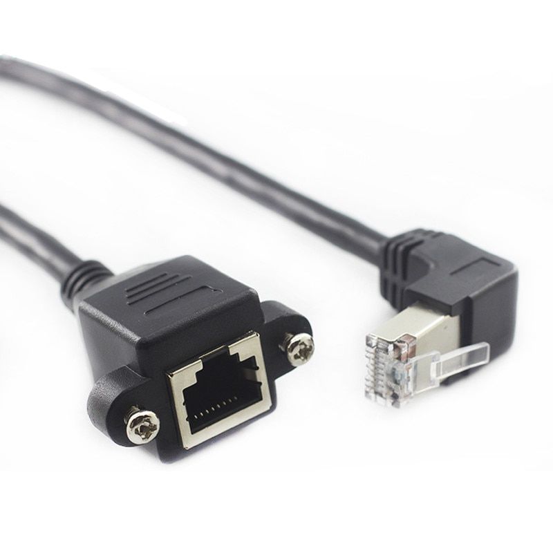 60cm UP Down Right Left Angled 90 Degree 8P8C FTP STP UTP Cat5 RJ45 With Screw Lan Ethernet Network Extension Cable 1ft 0.3m
