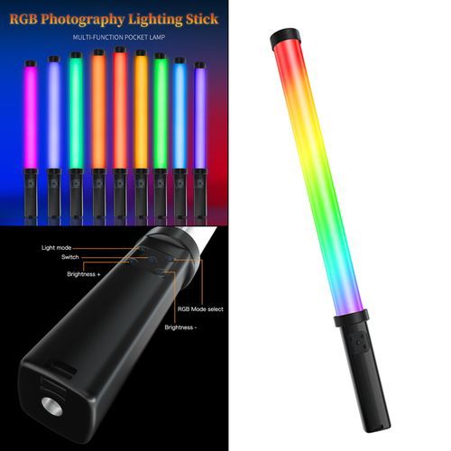 RGB Handheld LED Light Waterproof Videography 30 Multi Color 505x38mm