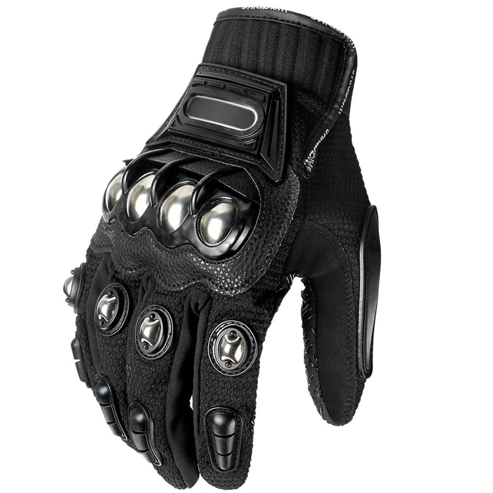 Alloy Steel  Motorcycle Gloves Full Finger Motocross Gloves Racing Tactical Paintballoves Motorbike Protective Gear Black