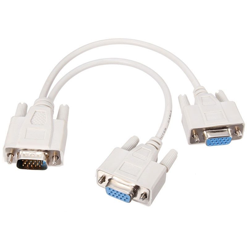 VGA SVGA HDB15 Male To 2 Female Splitter Cable