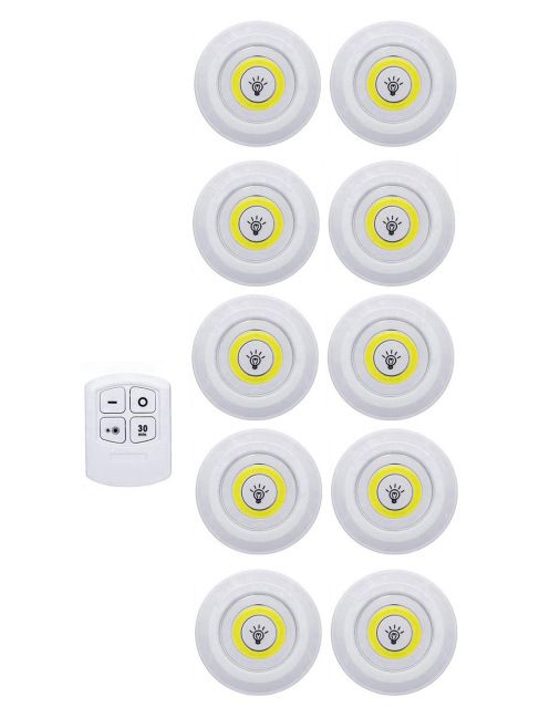3W Cob Under Cabinet Light LED Timing Wireless Remote Control Dimmable Wardrobe Night Lamp Home Bedroom Closet Kitchen--10 Lamp 1 Controller