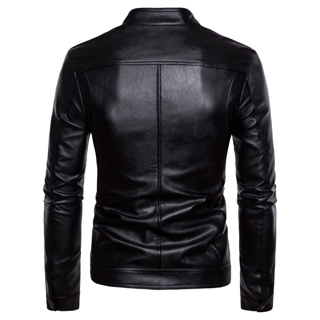 Men's Locomotive Leather Jacket PU Leather Jacket Plus Size-Black