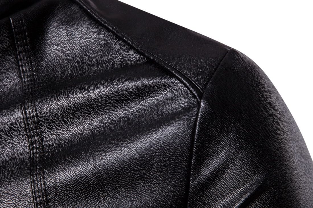 Men's Locomotive Leather Jacket PU Leather Jacket Plus Size-Black