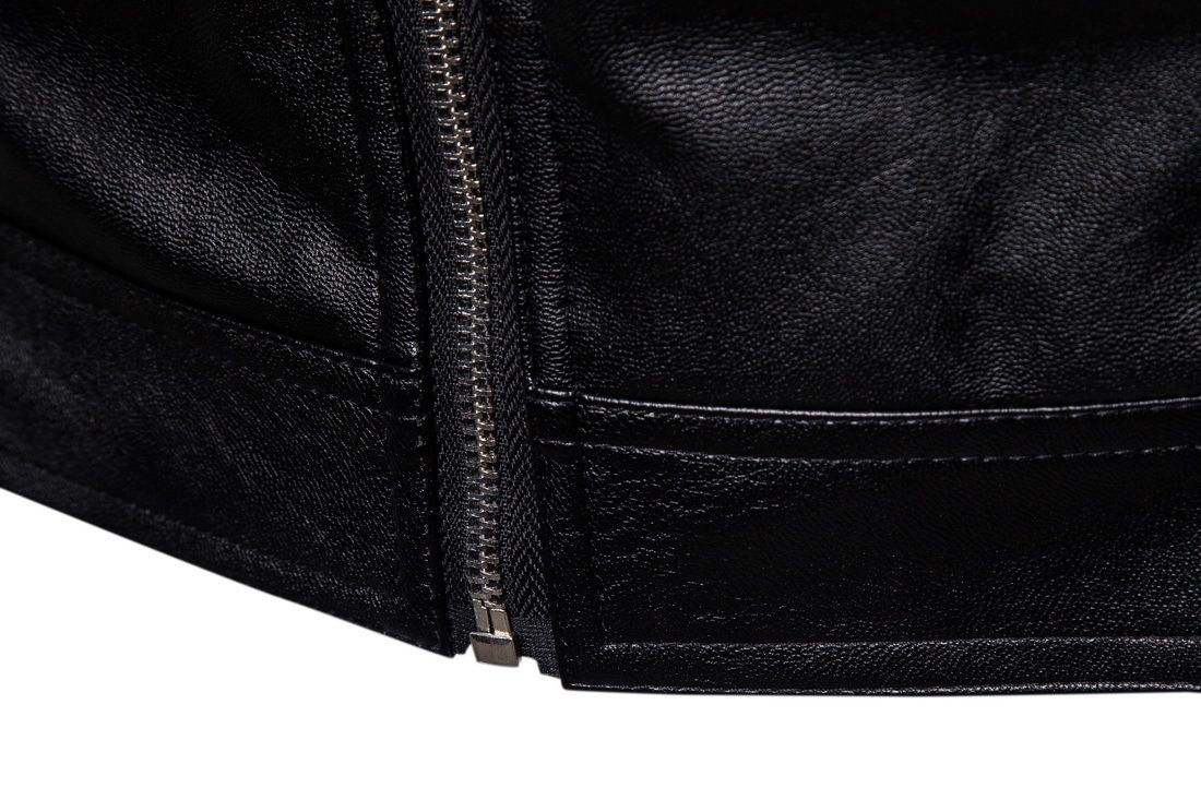 Men's Locomotive Leather Jacket PU Leather Jacket Plus Size-Black