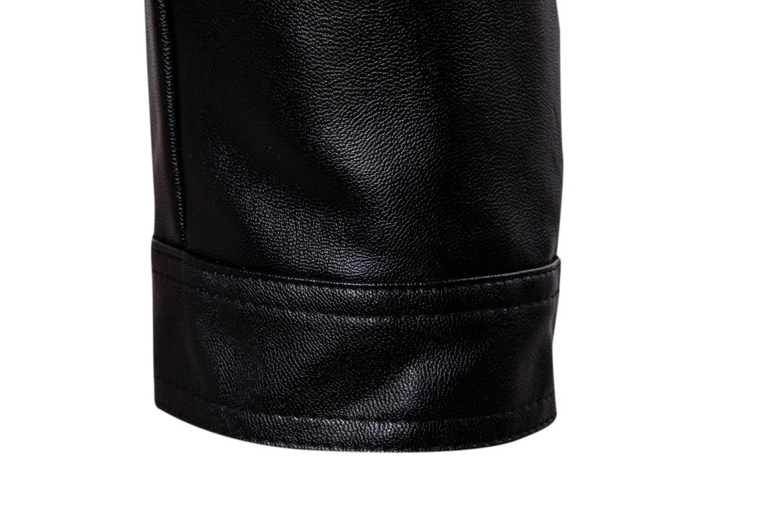Men's Locomotive Leather Jacket PU Leather Jacket Plus Size-Black