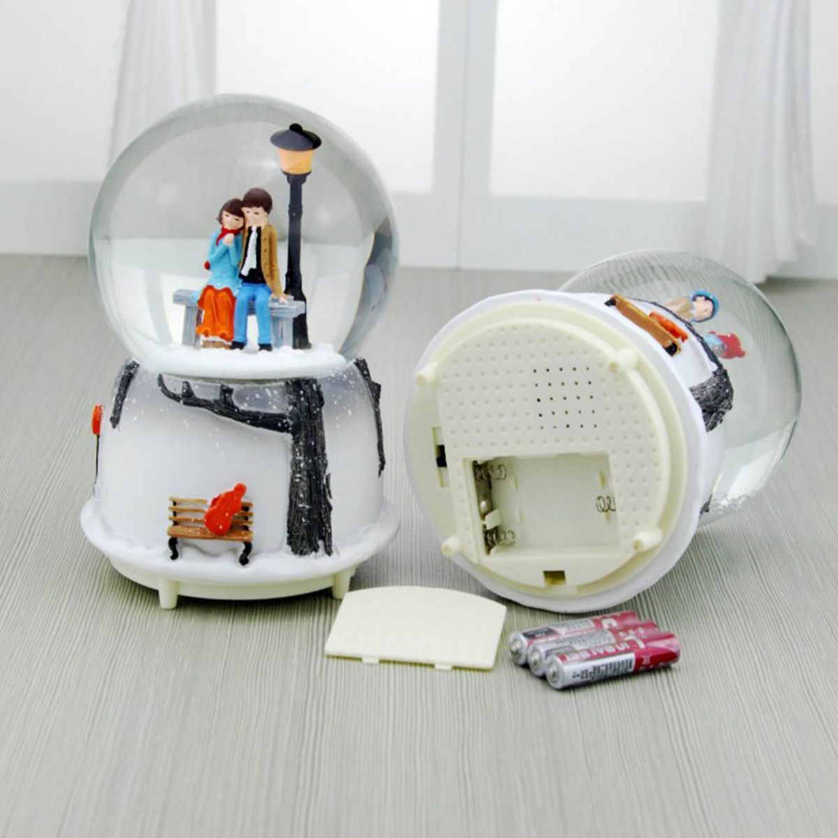 Night Light Music Box Crystal Ball Craft Home Desktop Decor Snow Globe Glass-A