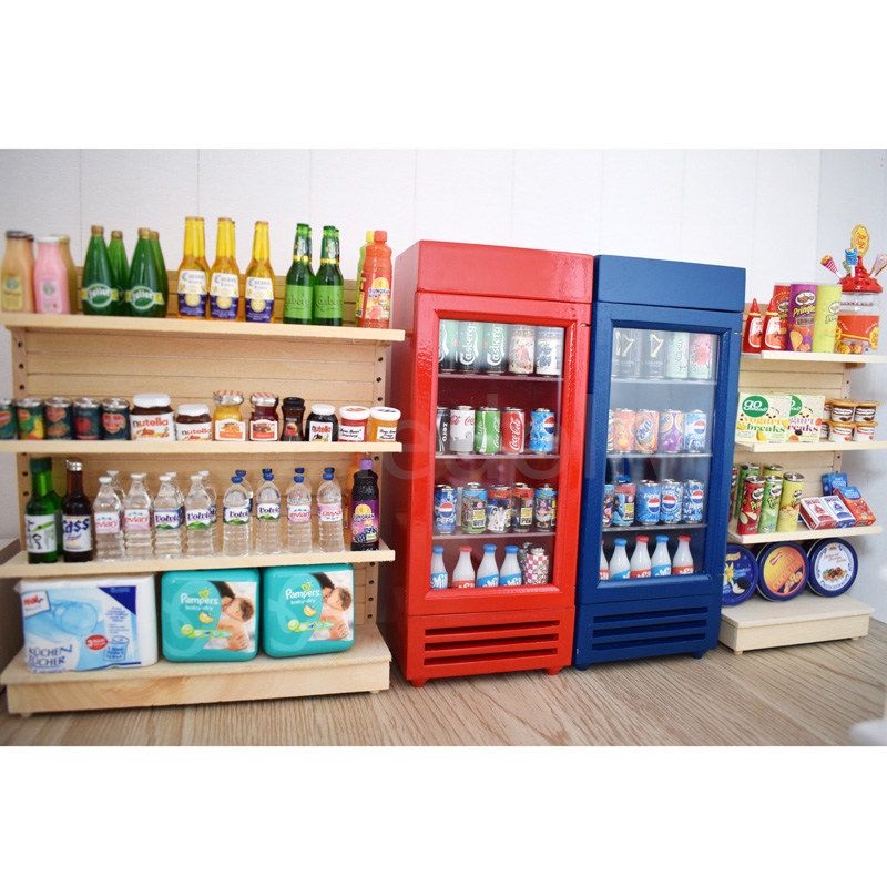 Wooden 1:12 Scale Dollhouse Miniature Supermarket Shelves