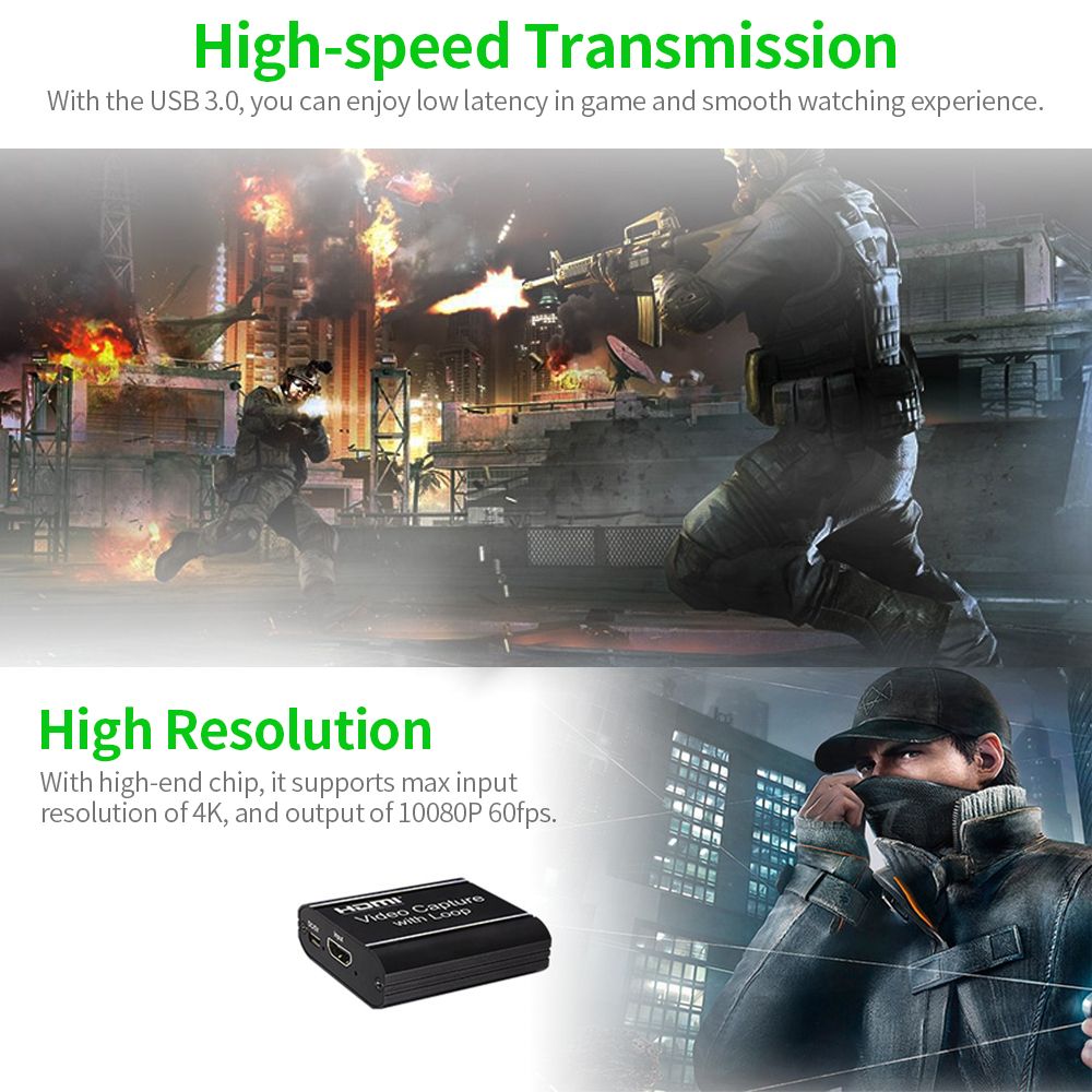 HD Video Capture Card With HD Loop-out USB 3.0 Capture Card
