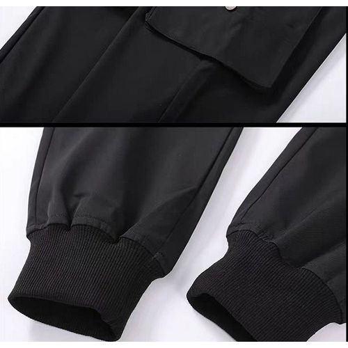 2 Pieces （Gray+black） Boys Women Men's Plaid Straight Leg Trousers Pants