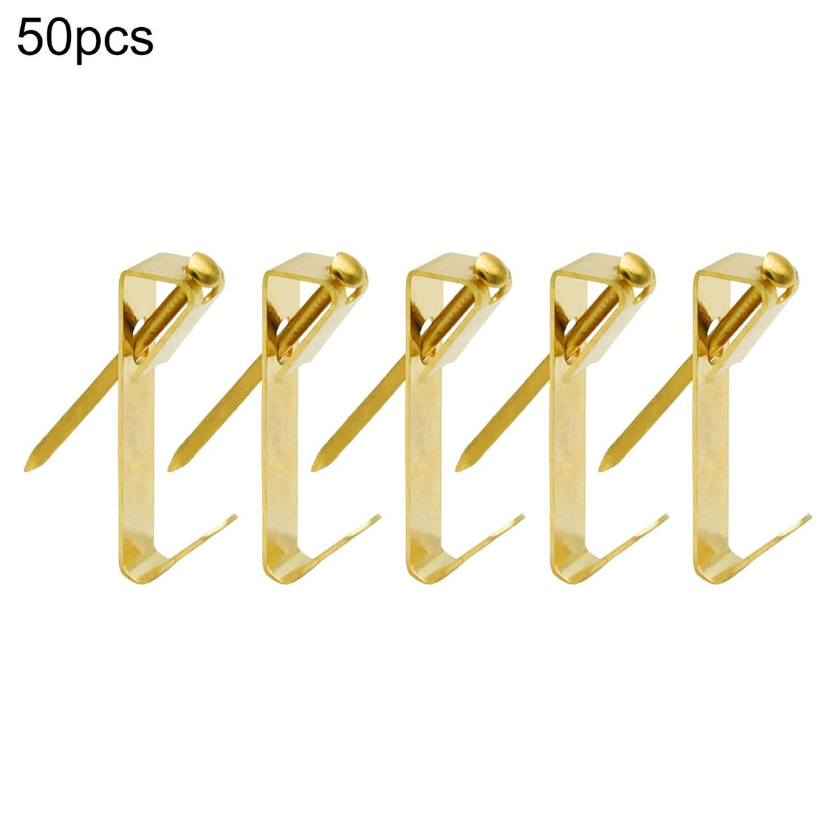 50 Sets Picture Hangers Box-packed Picture Frame Hooks Golden