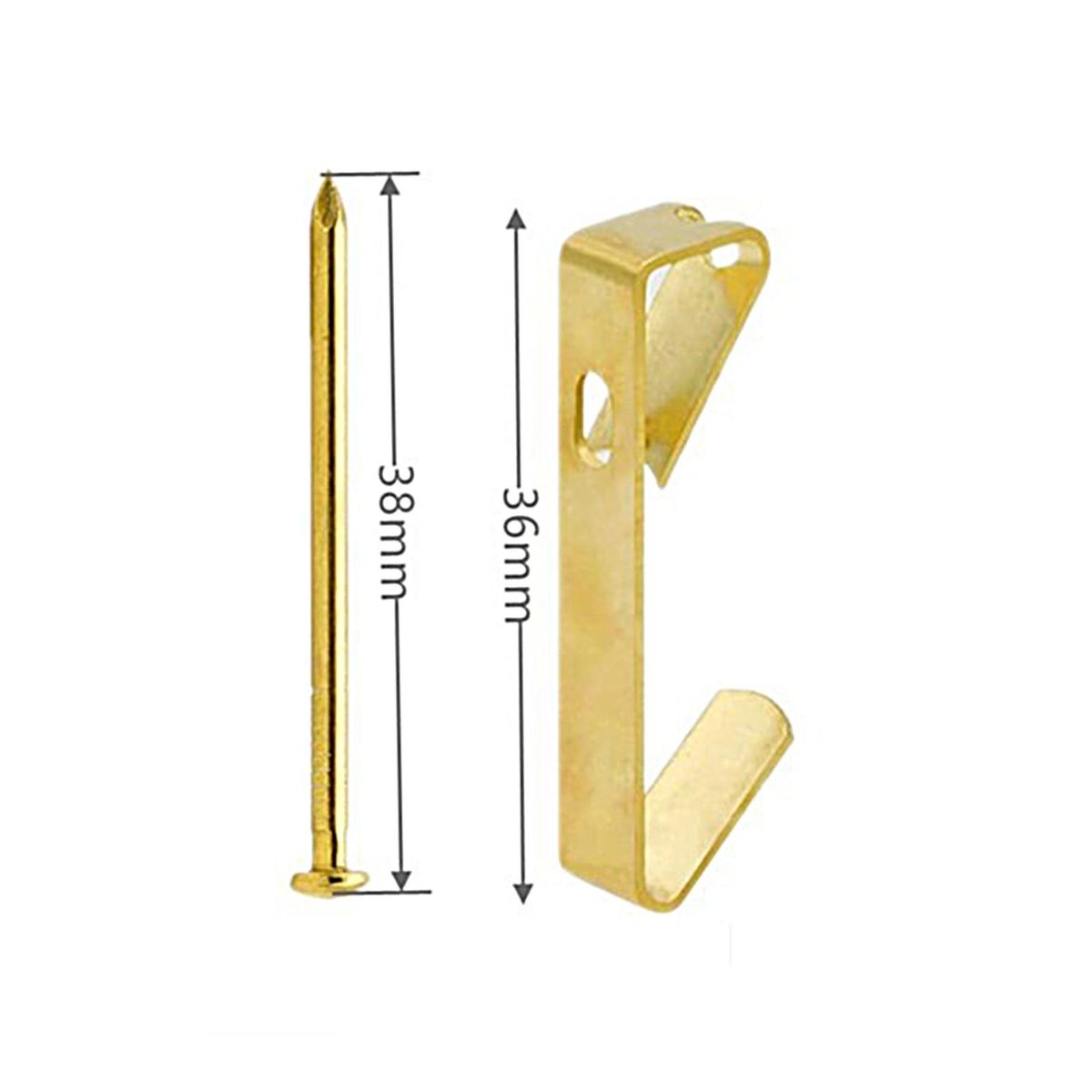 50 Sets Picture Hangers Box-packed Picture Frame Hooks Golden