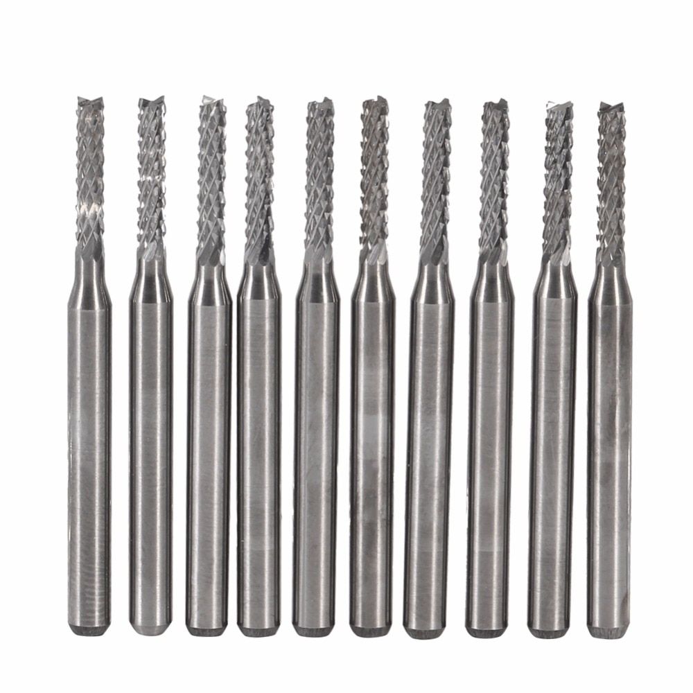 10pcs 2mm Carbide End Milling Cutter Machine Engraving Edge Cutter CNC Router Bits Rotary Burrs PCB End Mill Cutter High Quality