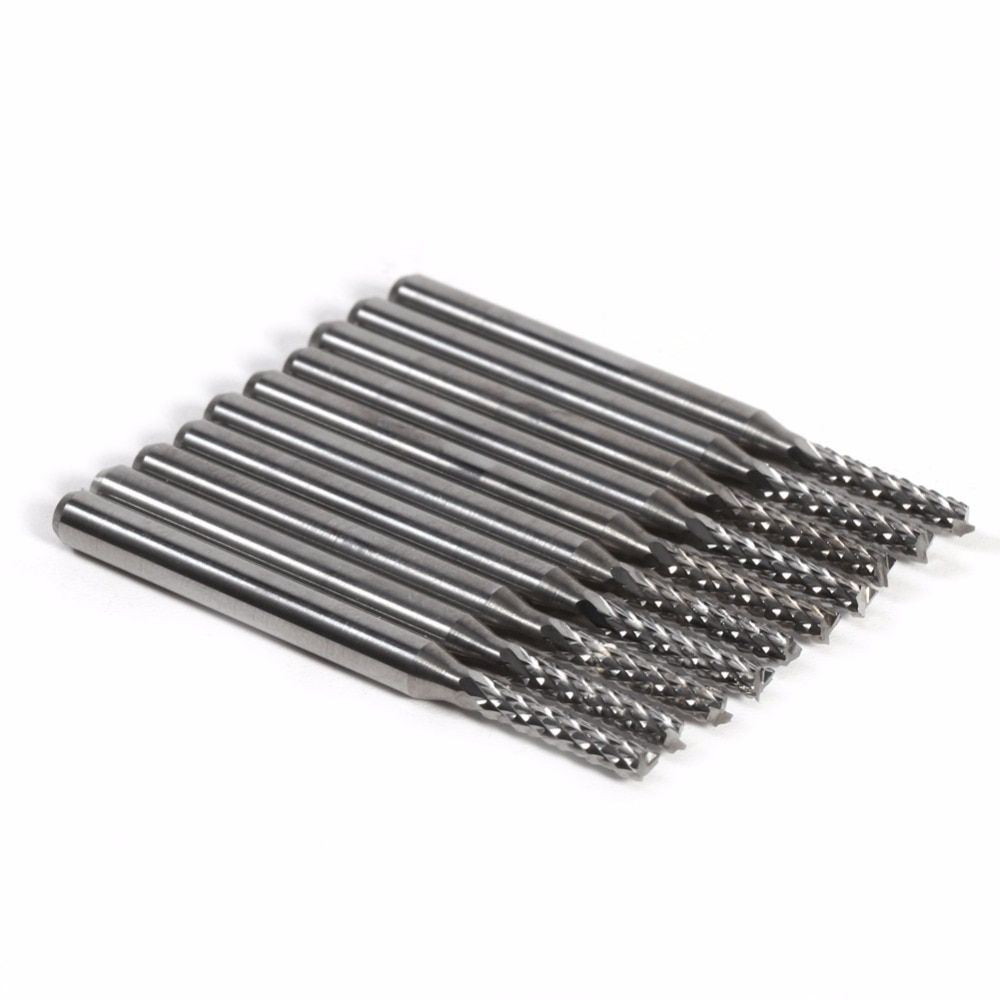 10pcs 2mm Carbide End Milling Cutter Machine Engraving Edge Cutter CNC Router Bits Rotary Burrs PCB End Mill Cutter High Quality