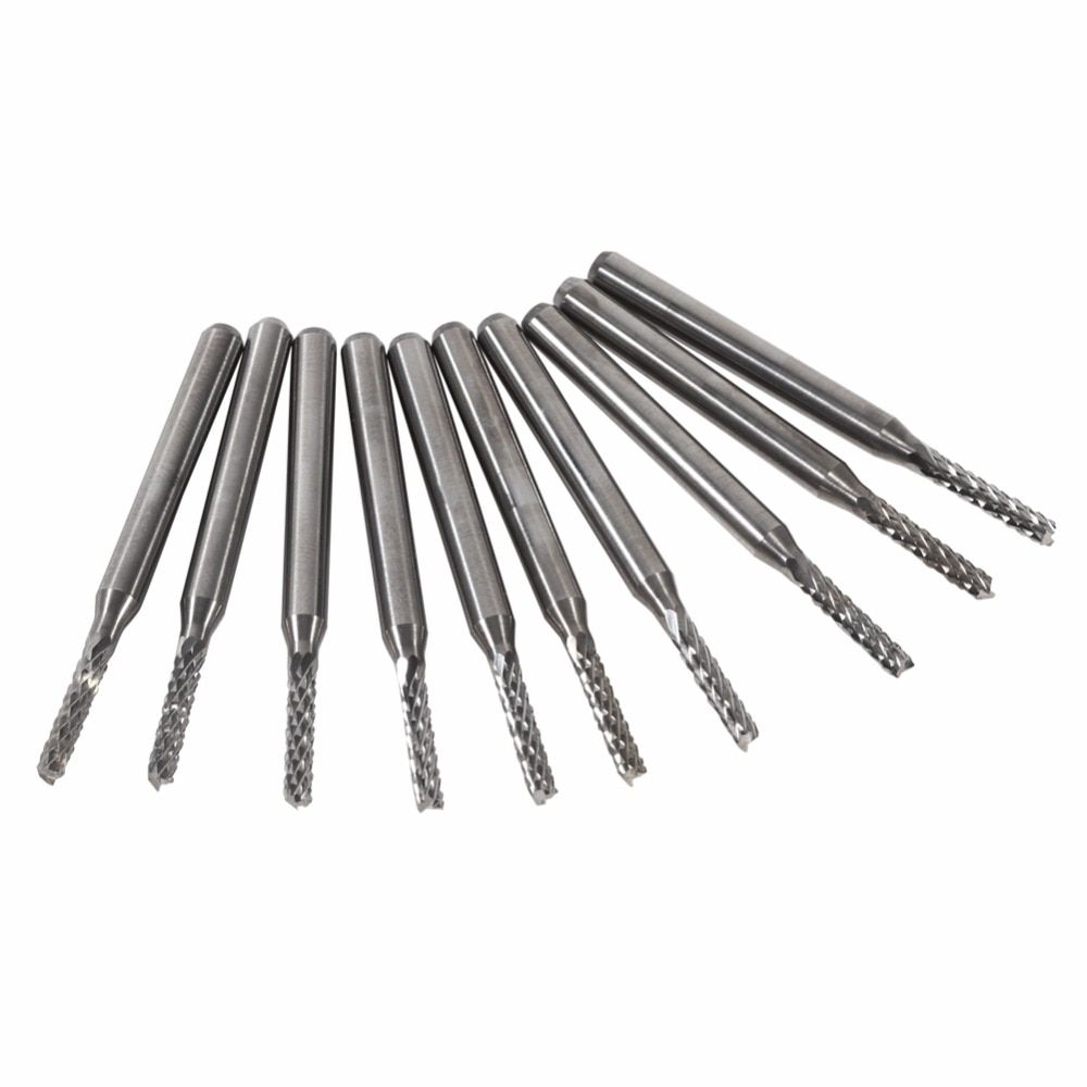 10pcs 2mm Carbide End Milling Cutter Machine Engraving Edge Cutter CNC Router Bits Rotary Burrs PCB End Mill Cutter High Quality