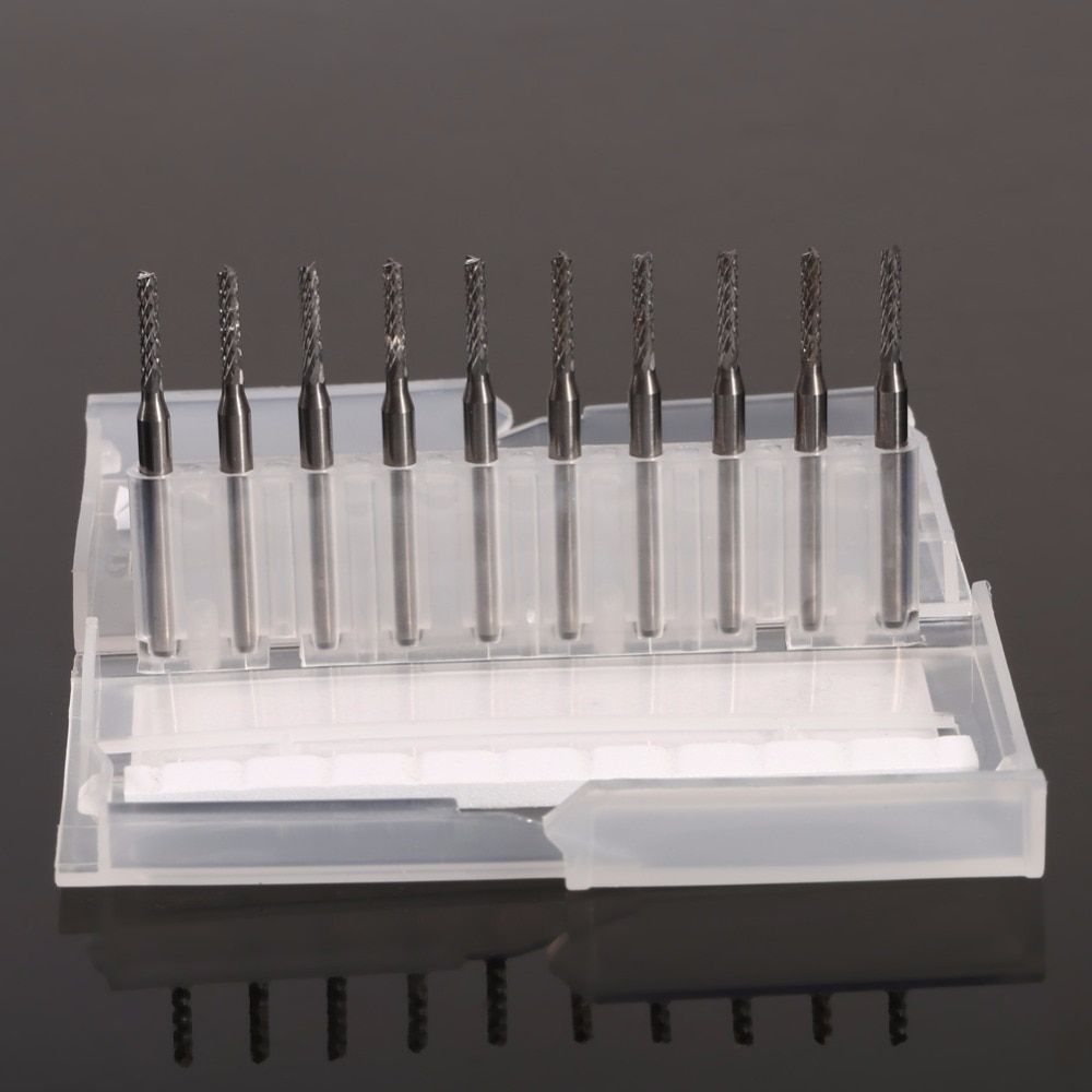 10pcs 2mm Carbide End Milling Cutter Machine Engraving Edge Cutter CNC Router Bits Rotary Burrs PCB End Mill Cutter High Quality