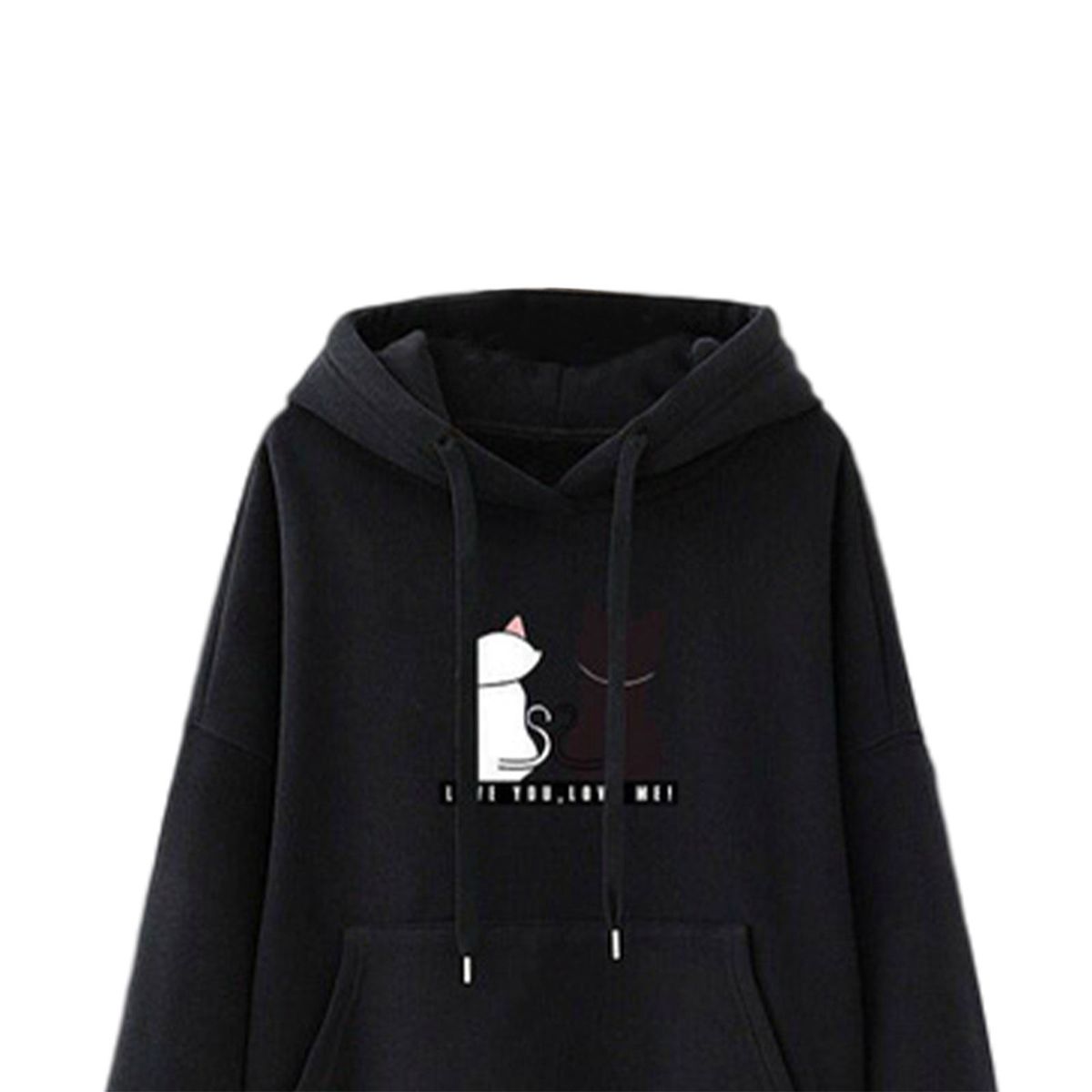 Fashion Autumn Winter Ladies Tops Pullover Hoodie Black XXL