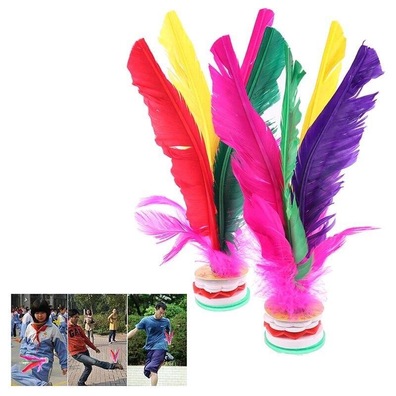 2pcs Colorful Feather Shuttlecock China Foot Kick Hand Wheel Fancy Feather Shuttlecock Fitness Entertainment Adult Fitness
