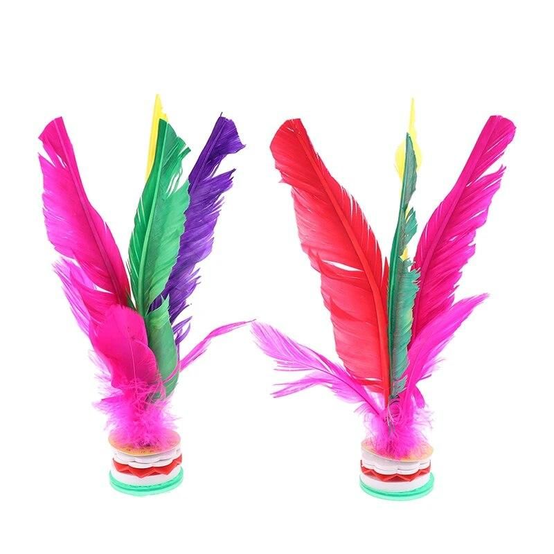 2pcs Colorful Feather Shuttlecock China Foot Kick Hand Wheel Fancy Feather Shuttlecock Fitness Entertainment Adult Fitness