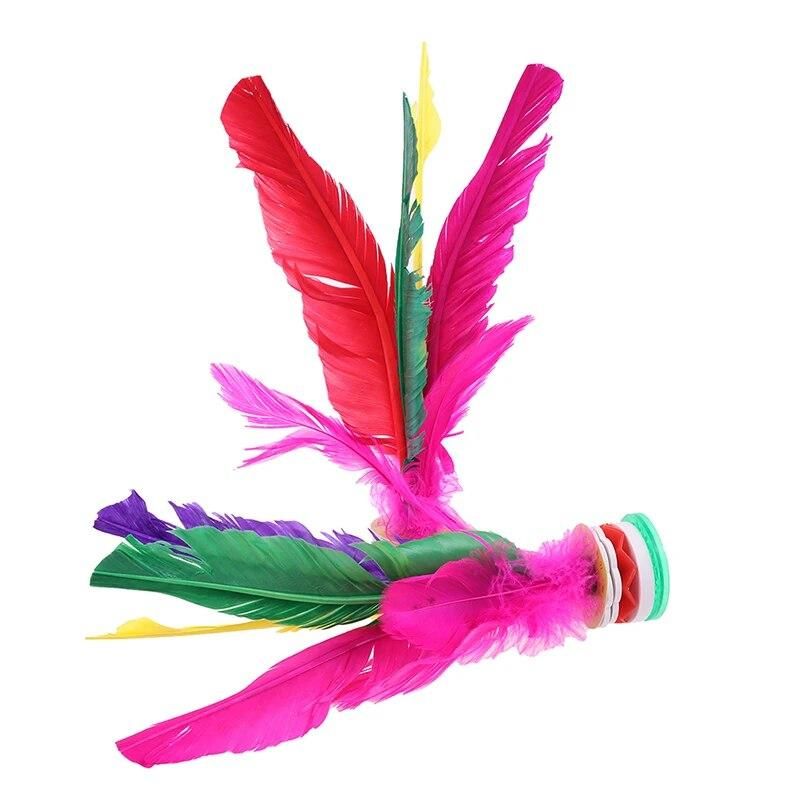 2pcs Colorful Feather Shuttlecock China Foot Kick Hand Wheel Fancy Feather Shuttlecock Fitness Entertainment Adult Fitness