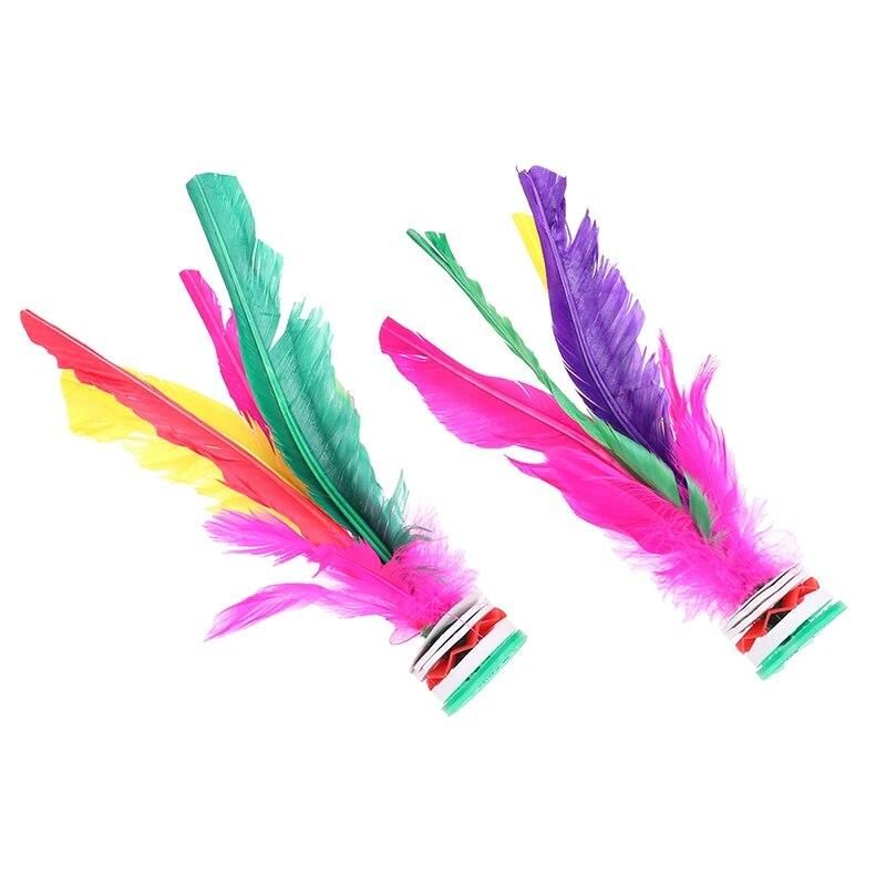 2pcs Colorful Feather Shuttlecock China Foot Kick Hand Wheel Fancy Feather Shuttlecock Fitness Entertainment Adult Fitness