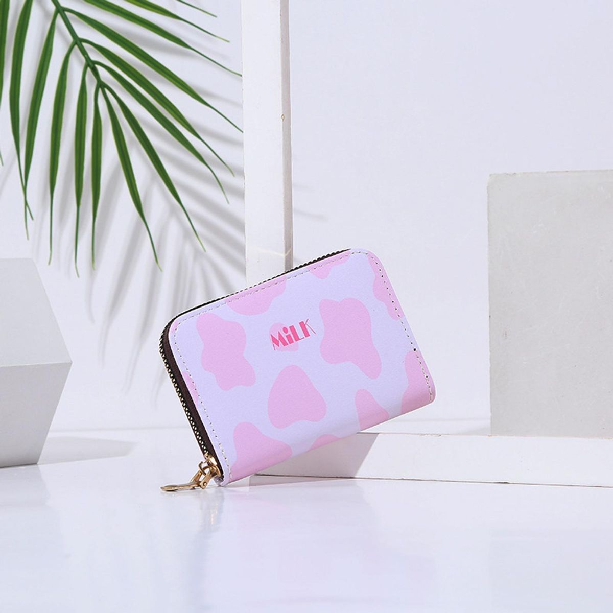 Cartoon Dairy Cow Wallet Ladies Wallet with Cow Pattern Pink