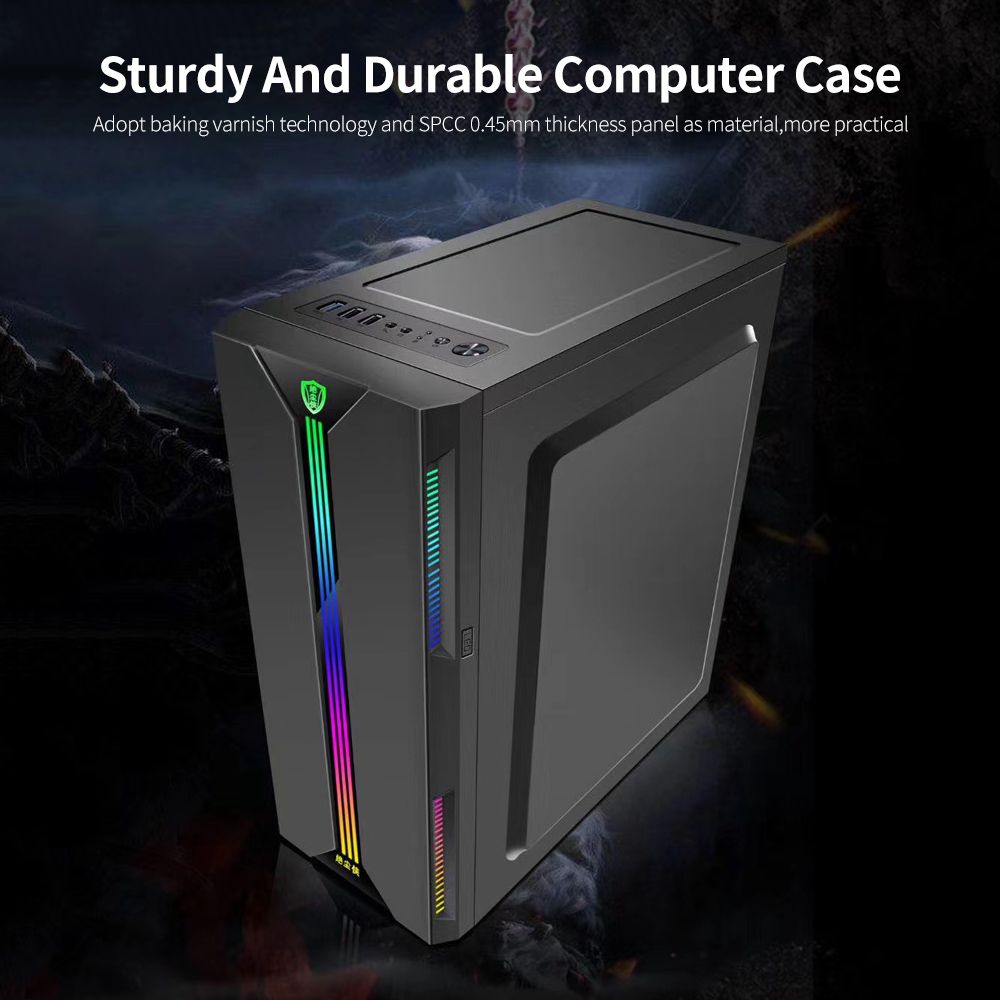 Desktop Computer Case ATX Full-view Side Transparent RGB PC