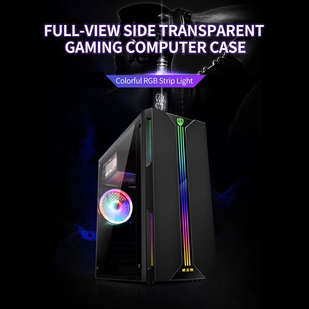 Desktop Computer Case ATX Full-view Side Transparent RGB PC