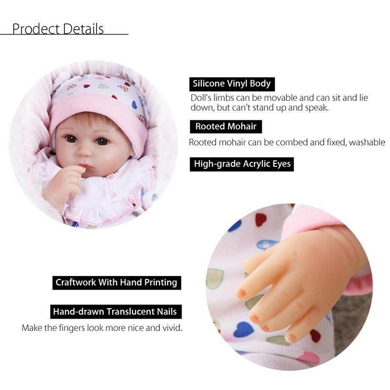 17'' Handmade Cotton Reborn Newborn Baby Girl Doll+Clothes
