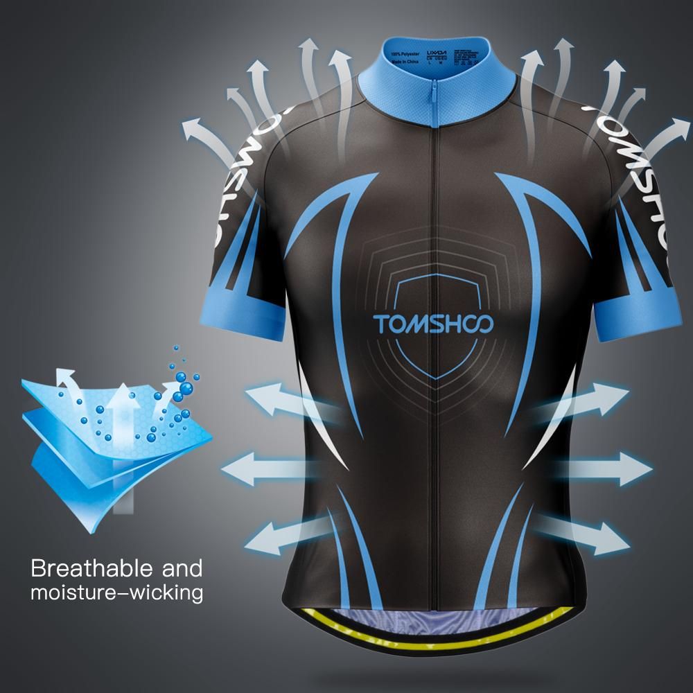 TOMSHOO Men Cycling Jersey Set Breathable Short Sleeve Bike Shirt with Padded Shorts MTB Bicycle Riding Biking Clothing Set