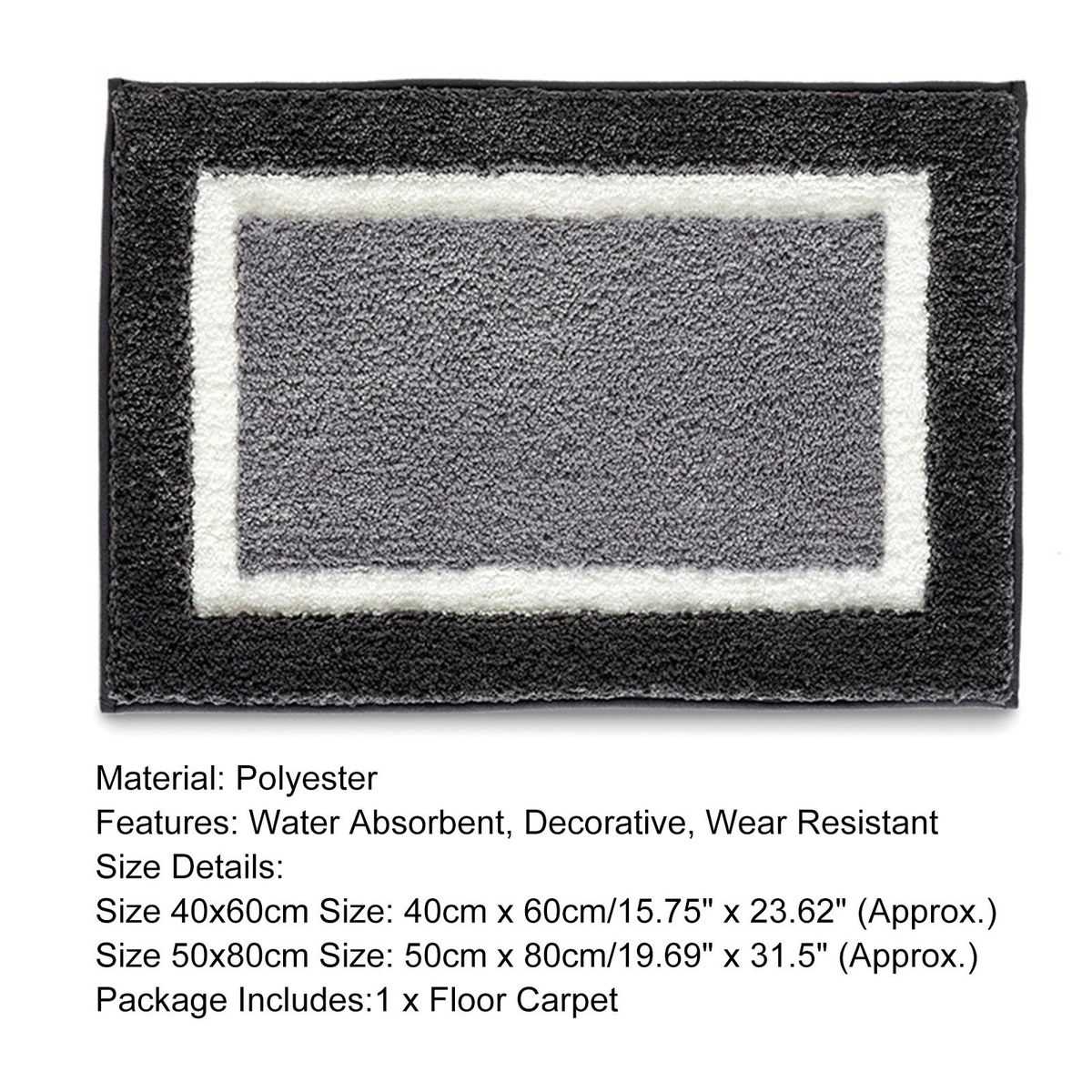 Floor Carpet Bath Mat Thickened Tufted Bathroom Floor Carpet Decor Grey