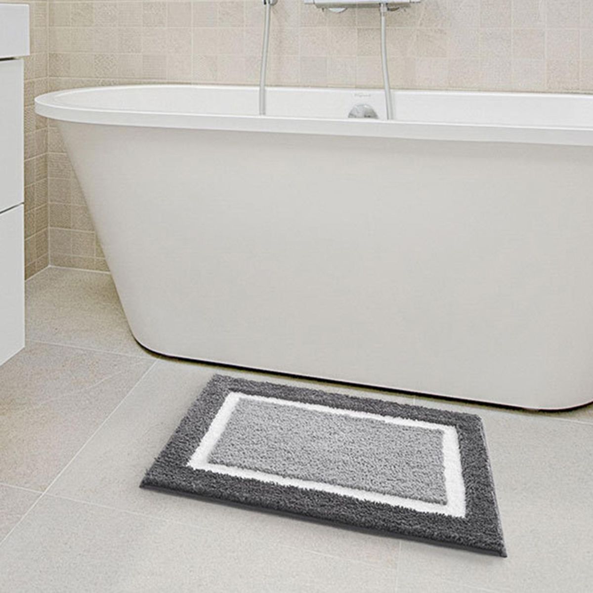 Floor Carpet Bath Mat Thickened Tufted Bathroom Floor Carpet Decor Grey
