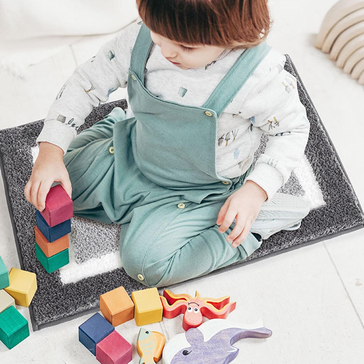 Floor Carpet Bath Mat Thickened Tufted Bathroom Floor Carpet Decor Grey